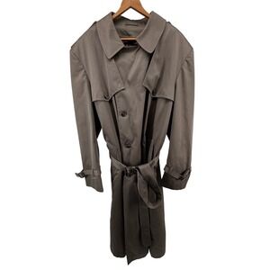 Vintage 90's London Towne Trench Coat Removable Lining‎ Mens 46L Made in Korea
